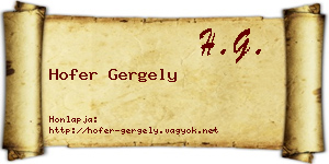 Hofer Gergely névjegykártya